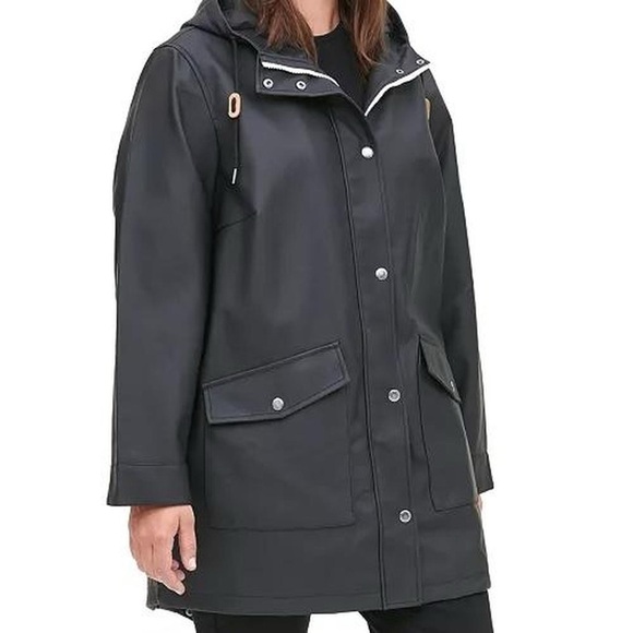 Levi's Jackets & Blazers - Levi's Rubberized Water Resistant Black Faux Leather Parka Rain Jacket